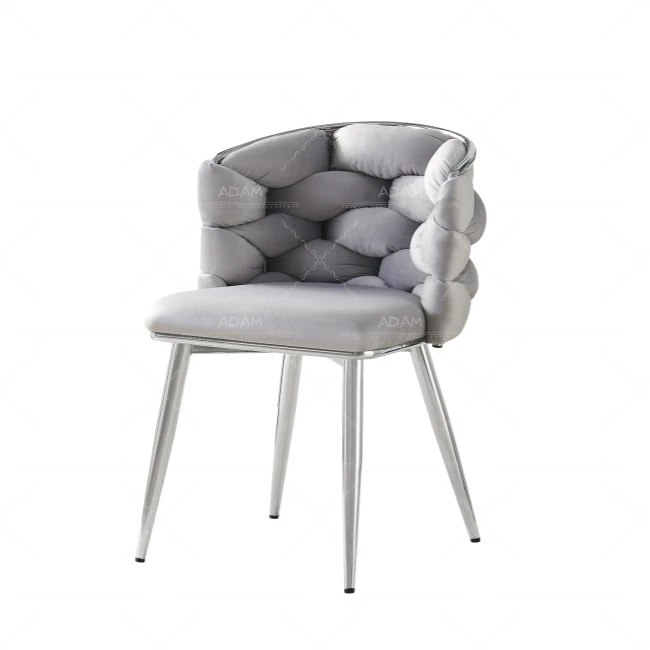 Grey Velvet Fabric Dining Chair-1